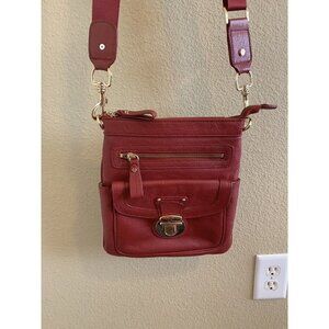 𝅺jpk Paris 75  Leather Crossbody Messenger Bag Purse RED